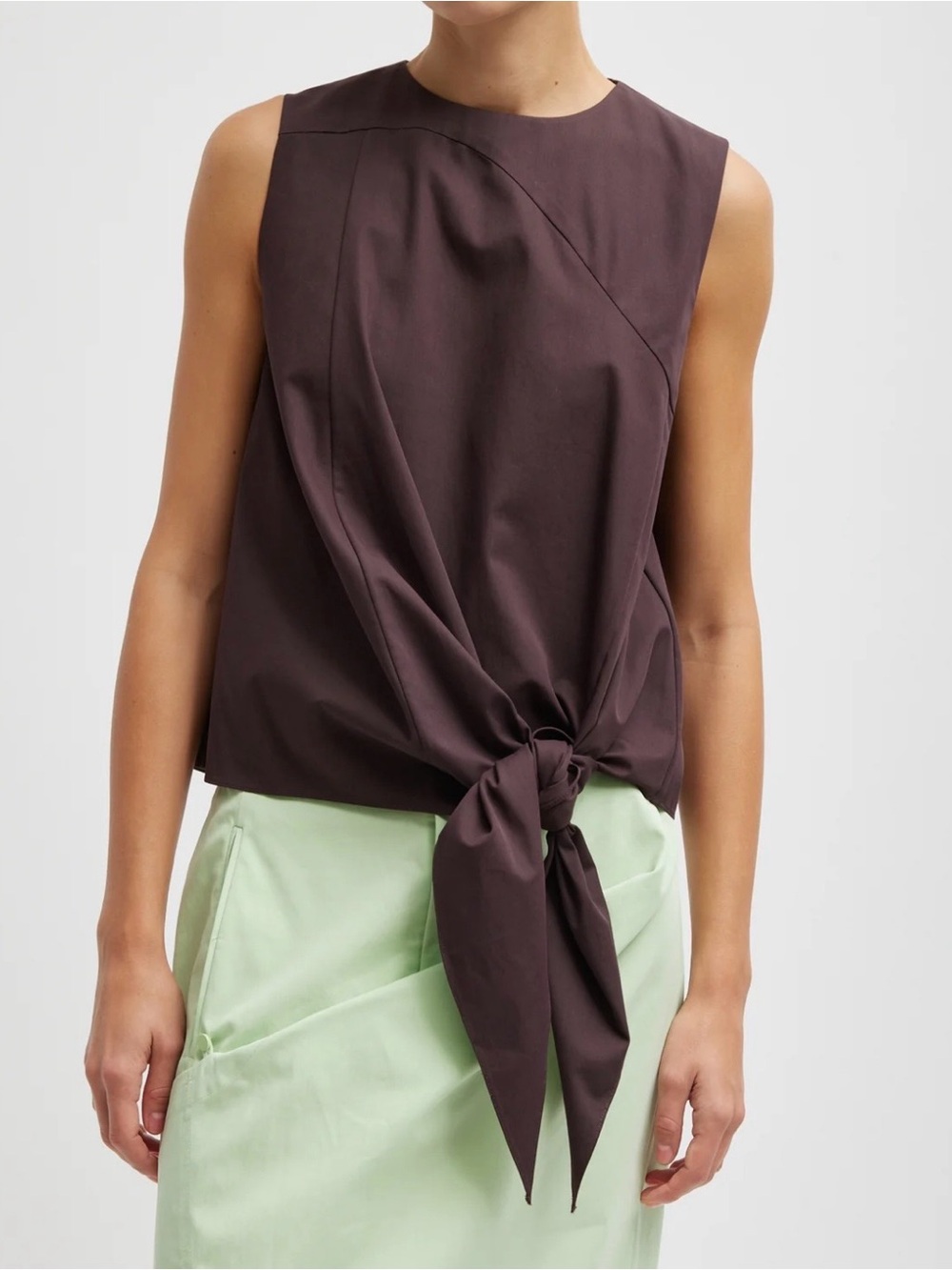 Tibi Bio Twill Easy Tie Top Size 12 Eggplant